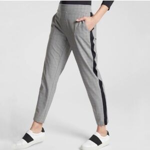 Athleta Gray Ankle Pants with Black Side Stripe